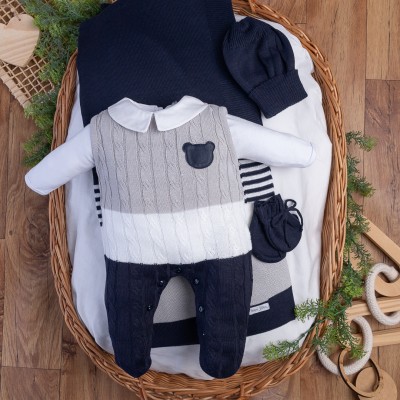  Saída de Maternidade Guilherme - Azul Marinho e Cinza